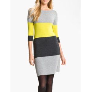 Calvin Klein Gray, Yellow, and Black Colorblock Dress. Size Large